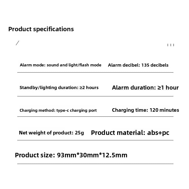 Rechargeable Personal Safety Alarm with Strobe Light
